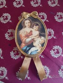 Quadretto su legno Dama con bimbo 