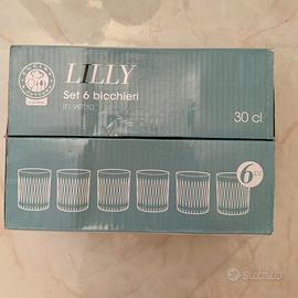 Lilly, set 6 bicchieri in vetro da 30cl
