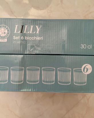 Lilly, set 6 bicchieri in vetro da 30cl