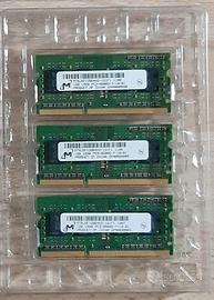 x3 Banchi RAM, 1GB DDR3 SODIMM (Notebook) - NUOVI