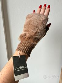 Alpo guanti muffole cashmere pelliccia cammello