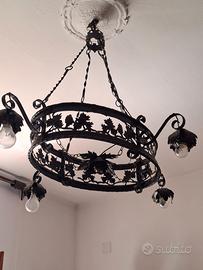 Lampadario antico ferro battuto anni '20