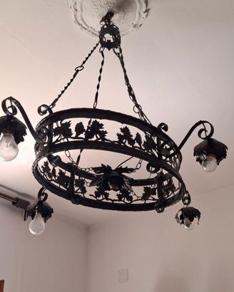 Lampadario antico ferro battuto anni '20