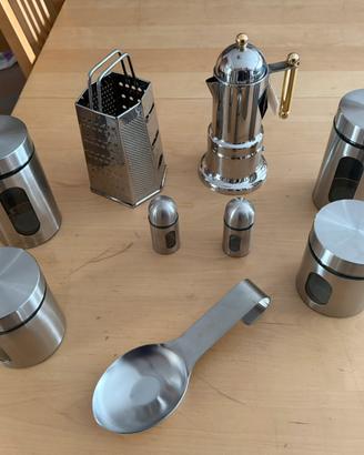 Set cucina 9 pezzi in acciaio inox (nuovo)