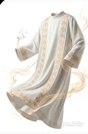 Tunica da Comunione  lungo 122 cm  Bianco e dorato