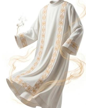 Tunica da Comunione  lungo 122 cm  Bianco e dorato