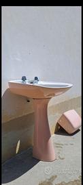 Lavabo e cassetta wc  rosa/bianco vintage