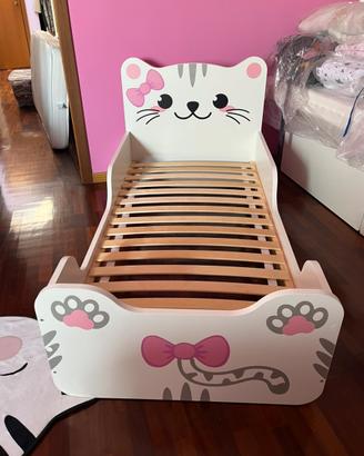 Lettino con sponde a forma di gatto per  bambini