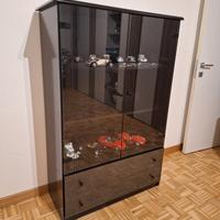 Vetrina moderna nero lucido con ante in vetro