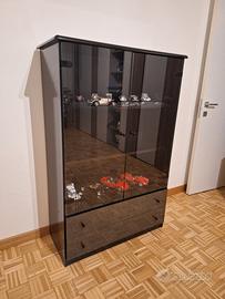 Vetrina moderna nero lucido con ante in vetro