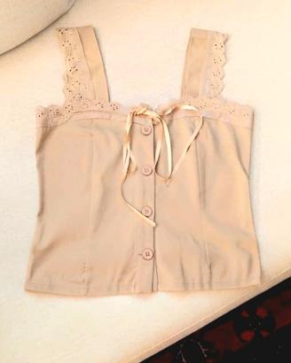 🧸Top Coquette Cottagecore Susy Mix Beige Tg S/M