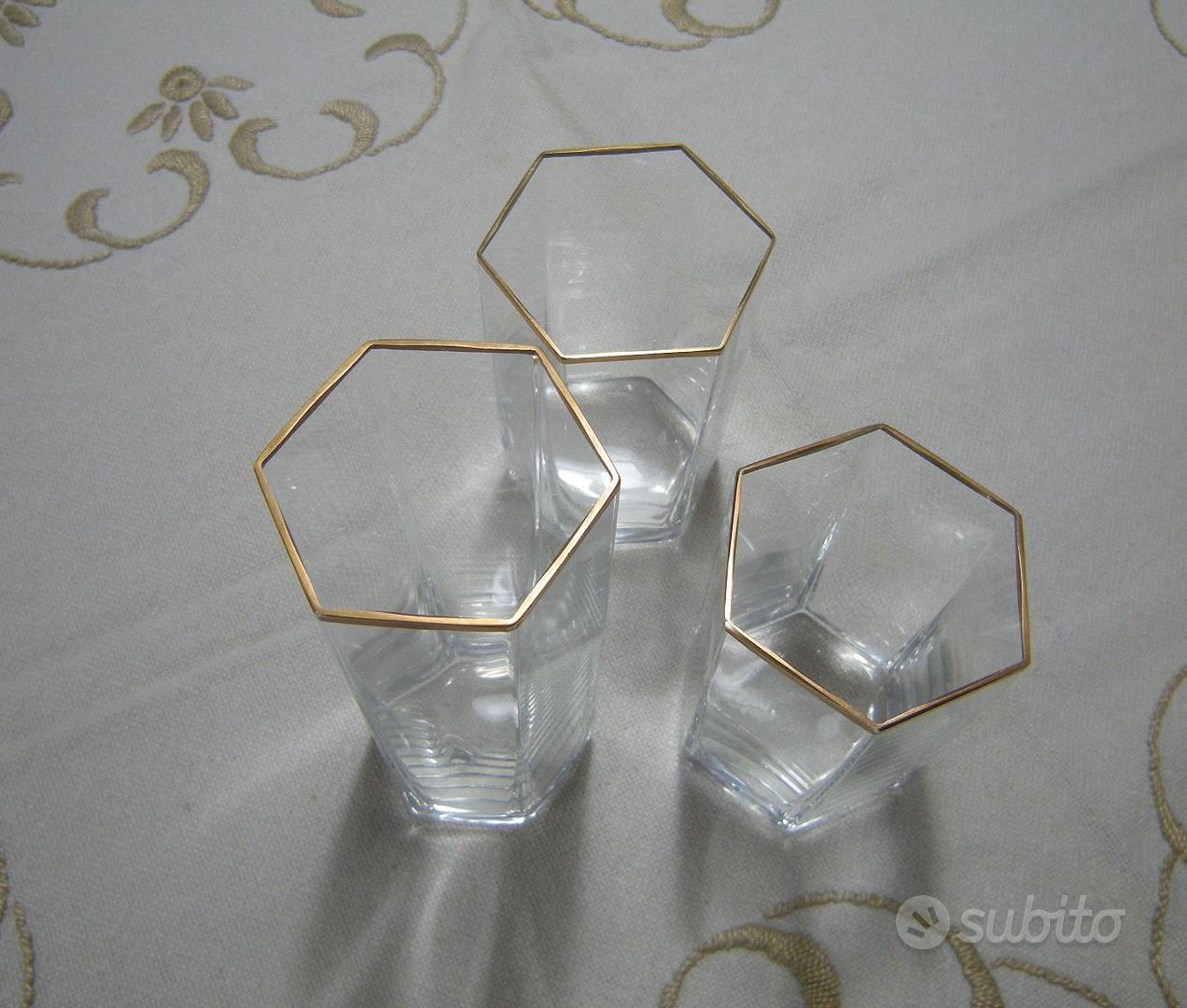 Servito bicchieri da 12 esagonali –bordo oro - Arredamento e Casalinghi In  vendita a Pistoia