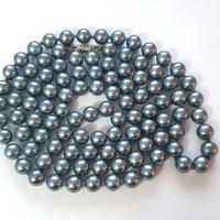 Collana di perle vetro vintage colore grigio