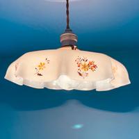 Lampadario vintage vetro decorato fiori