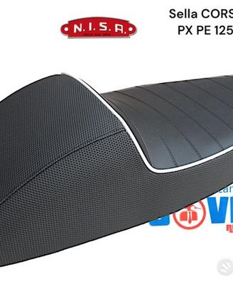 Sella NISA CORSA DELUXE nera rigo bianco Vespa PX