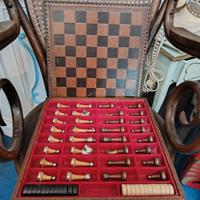 SCACCHIERA SCACCHI LEGNO/METALLO E PEDINE LEGNO