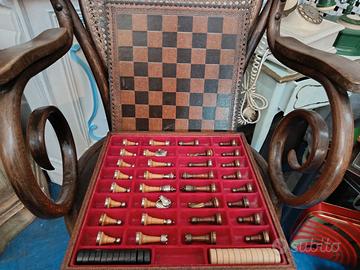 SCACCHIERA SCACCHI LEGNO/METALLO E PEDINE LEGNO