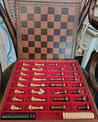 SCACCHIERA SCACCHI LEGNO/METALLO E PEDINE LEGNO