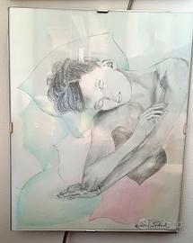 Quadro pastelli e matita Ballerina riposa