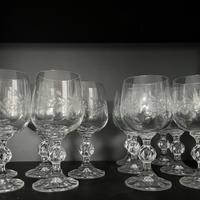 Set 11 bicchieri vintage in vetro inciso