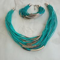 Parure collana e bracciale turchese e acciaio