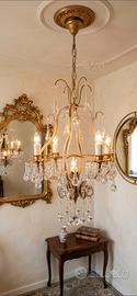 lampadario vintage con cristalli