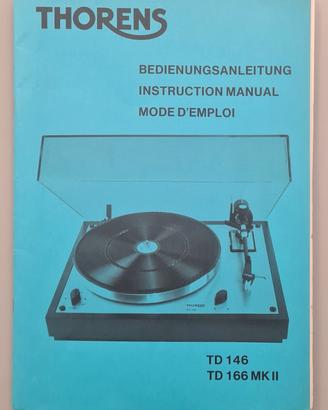 THORENS td 146, td 166 mk2 Manuale, documentazione