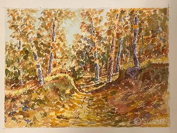 Dipinto Acquerello Bosco - G. Arduini