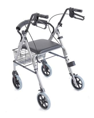 Rollator pieghevole con seduta imbottita e cestino