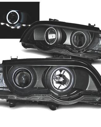 FARI XENON BMW X5 E53 99-03 ANGEL EYES FONDO NERO 