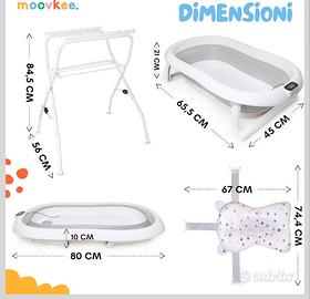 Vasca pieghevole Bagnetto con termometro, supporto