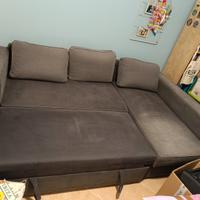 Divano letto a penisola con contenitore