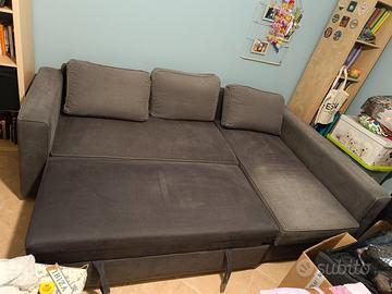 Divano letto a penisola con contenitore