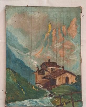 QUADRO ANTICO OLIO SU TELA , FINE '800 PRIMI '900.