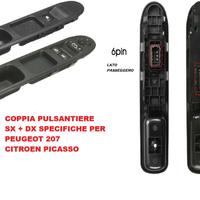 SX+DX Pulsantiera Alzavetro PEUGEOT 207 CITROEN C3