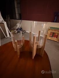 Lanterne - porta candele -  in vetro e legno