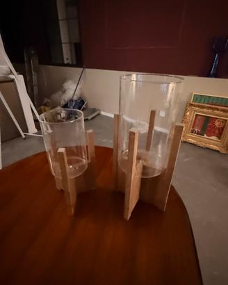 Lanterne - porta candele -  in vetro e legno