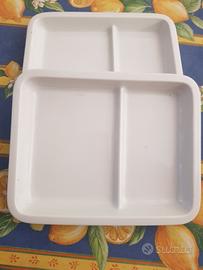 Coppia piatti porcellana bianca a scomparti