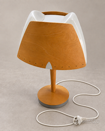 Set 3 lampade da tavolo design legno bianco 65cm