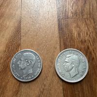 5 Pesetas & 5 Shillings Lotto argento