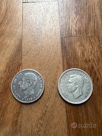 5 Pesetas & 5 Shillings Lotto argento