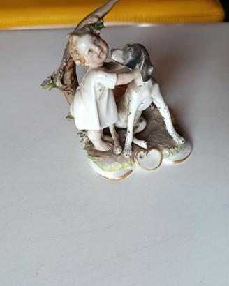BANBINA CON CANE CAPODIMONTE ANNO 1959