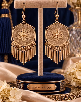 Orecchini artigianali filigrana argento 800 oro 18