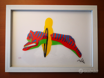 Marco Lodola - Tigre - Sericollage Su Pvc