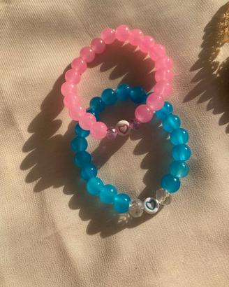 Bracciale a coppia di perle di vetro