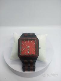 Orologio in legno uomo rosso elegante e moderno