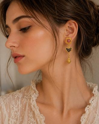 Orecchini vintage pendenti LOVE dorati