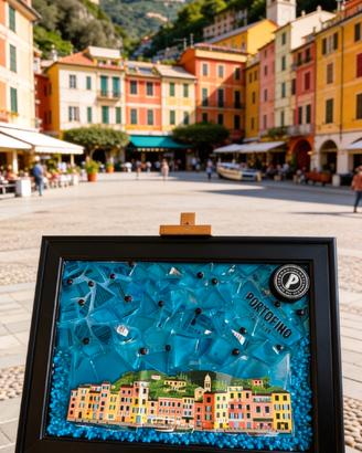 Quadro Bottiglia Gin Portofino, con resina