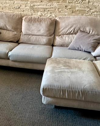 Divano 3 posti con penisola/chaise longue beige