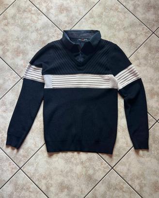 Maglione con colletto da camicia e bottone M Uomo
